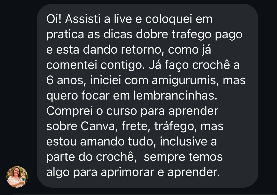 Depoimento de aluna no WhatsApp