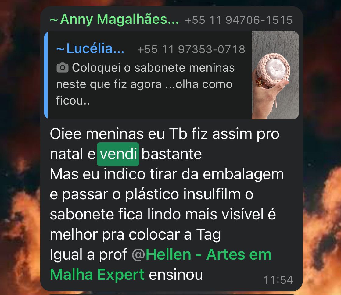 Depoimento de aluna no WhatsApp sobre vendas de Natal
